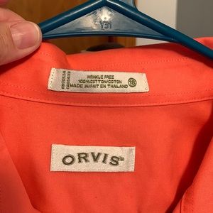 Sleeveless orange cotton Orvis shirt